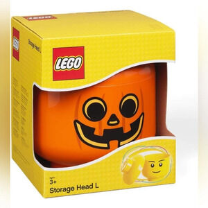 Lego Pumpkin Storage Head Large 9.45"x9.45"x10.67" Halloween